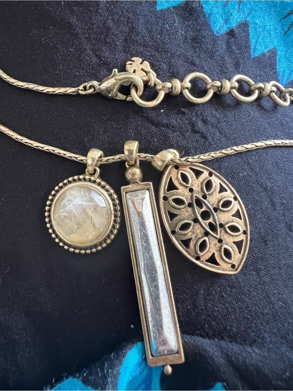 Lucky Brand Gold-Tone Triple Charm Pendant Necklace